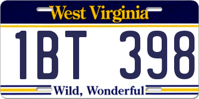 WV license plate 1BT398