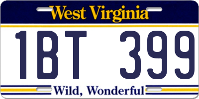 WV license plate 1BT399