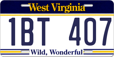 WV license plate 1BT407