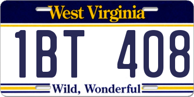 WV license plate 1BT408
