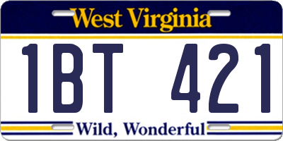 WV license plate 1BT421