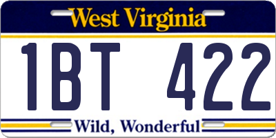 WV license plate 1BT422