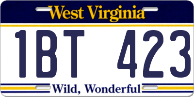 WV license plate 1BT423