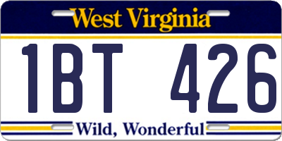 WV license plate 1BT426