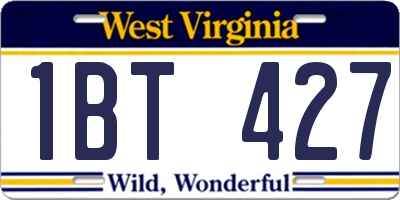 WV license plate 1BT427