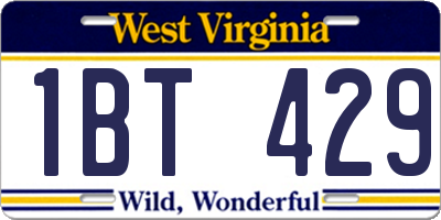 WV license plate 1BT429