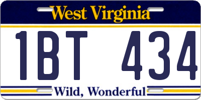 WV license plate 1BT434