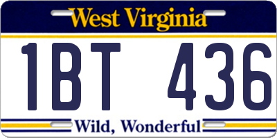 WV license plate 1BT436