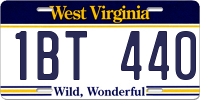 WV license plate 1BT440
