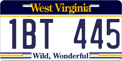 WV license plate 1BT445