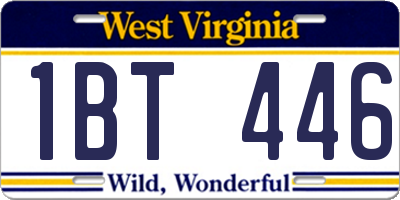 WV license plate 1BT446