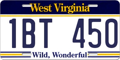 WV license plate 1BT450