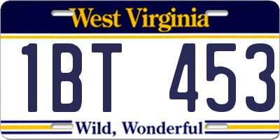 WV license plate 1BT453