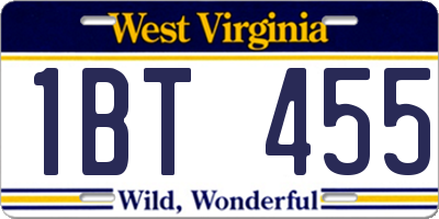 WV license plate 1BT455