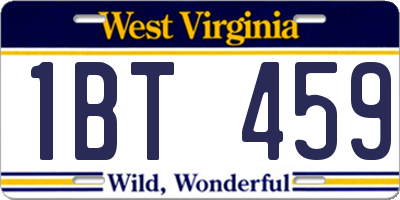 WV license plate 1BT459