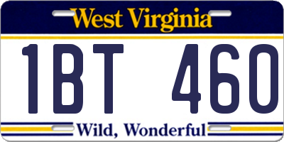 WV license plate 1BT460