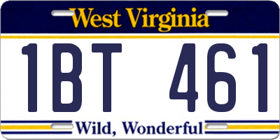 WV license plate 1BT461