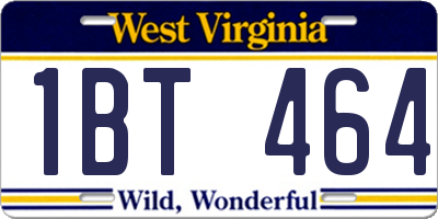 WV license plate 1BT464