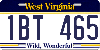 WV license plate 1BT465