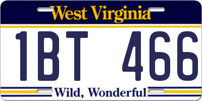 WV license plate 1BT466