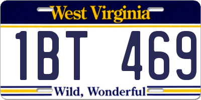 WV license plate 1BT469