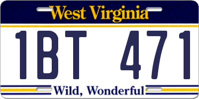 WV license plate 1BT471