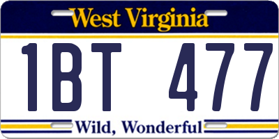WV license plate 1BT477