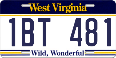 WV license plate 1BT481