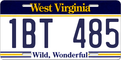 WV license plate 1BT485