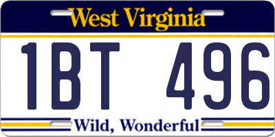 WV license plate 1BT496