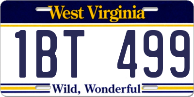 WV license plate 1BT499