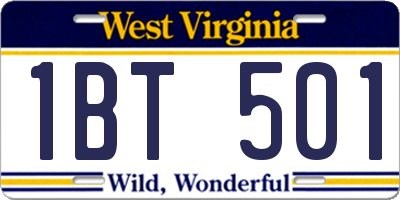WV license plate 1BT501
