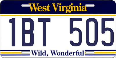 WV license plate 1BT505