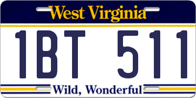 WV license plate 1BT511