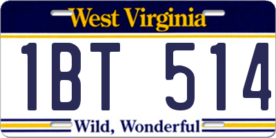 WV license plate 1BT514