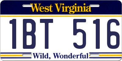 WV license plate 1BT516