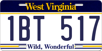 WV license plate 1BT517