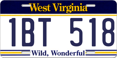 WV license plate 1BT518