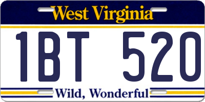 WV license plate 1BT520
