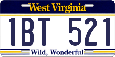 WV license plate 1BT521