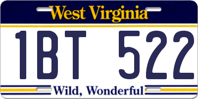 WV license plate 1BT522