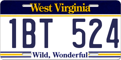 WV license plate 1BT524