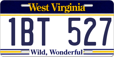 WV license plate 1BT527