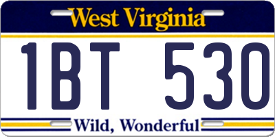 WV license plate 1BT530