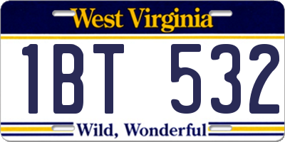 WV license plate 1BT532
