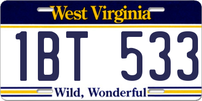 WV license plate 1BT533