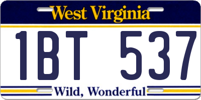 WV license plate 1BT537