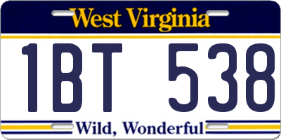 WV license plate 1BT538