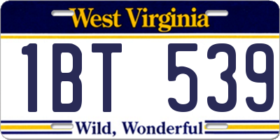 WV license plate 1BT539