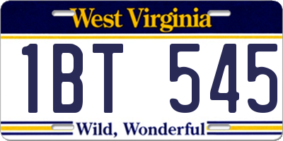 WV license plate 1BT545